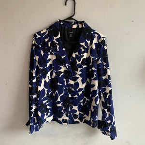Alfani Silk blazer jacket blue white navy floral